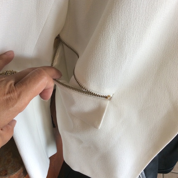 Robert Rodriguez Cream Open Crepe Zip Blazer/Jacket Size 6, NWT - Picture 11 of 12